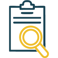 Clipboard with magnifying glass representing individualized assessment