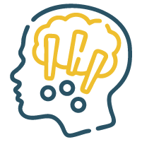 Head with cloud-shaped brain and bars
