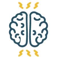 Brain with lightning bolts on both sides